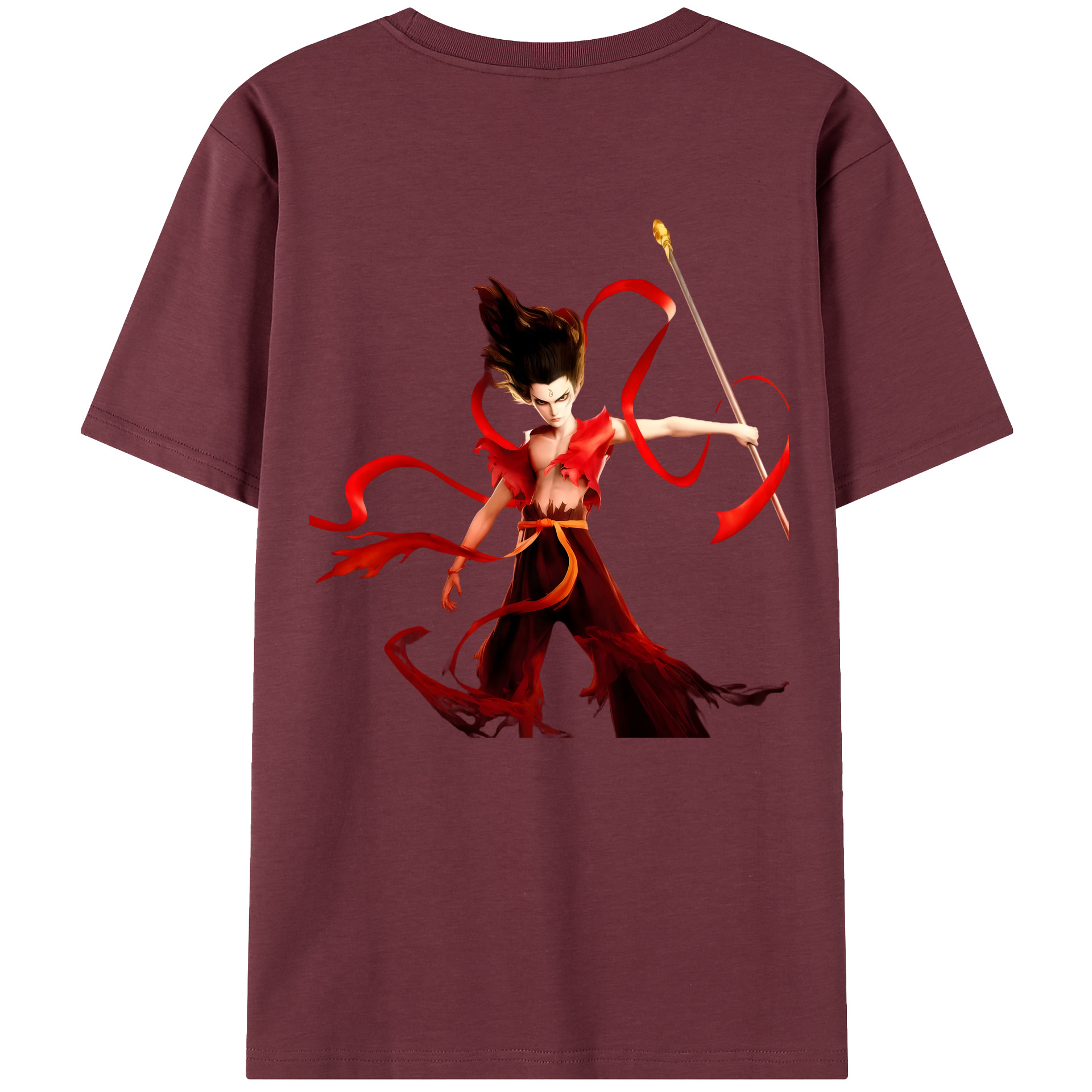（画像用） Ne Zha 2 ナタ 魔童の大暴れ 綿100％半袖Tシャツ（背面プリント）
